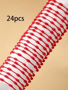 24pcs Adjustable Red Rope Bracelet Set, Handmade 7-Knot Bracelet Classic Stackable Bracelet, Fashion Bracelet Accessories For Couples And Friends, Friendship Bracelet, Couple Bracelet, Red Rope Lucky Bracelet Set, Card Packaging, Suitable For Gift Or Daily Wear