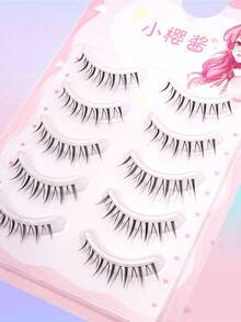 5 Pairs Cartoon Eyelashes, Natural Transparent False Eyelashes, Eyelash Extension, Curly & Soft, Beauty, Daily Makeup And Asian Makeup