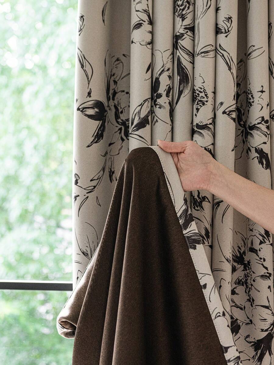 1 件遮光隔热窗帘布 - 99% 抗紫外线涤纶，杆袋悬挂，不可漂白平纹，卧室艺术主题，涂层遮光隔热，降噪 - 非常适合卧室、农舍和学校深度睡眠（面料重量 180 克）