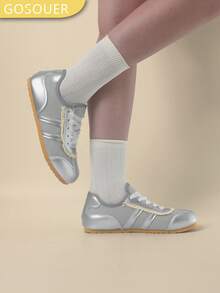 GOSOUER Zapatillas de ballet de suela blanda para mujer, zapatos deportivos con malla transpirable y cordones, suela plana, ligeros, para uso deportivo casual, compras y uso diario