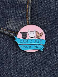 1PC Can I Pet Your Dog Enamel Pins Cartoon Cute Puppy Animal Metal Brooches Clothes Lapel Badge Funny Jewelry Gift For Friends