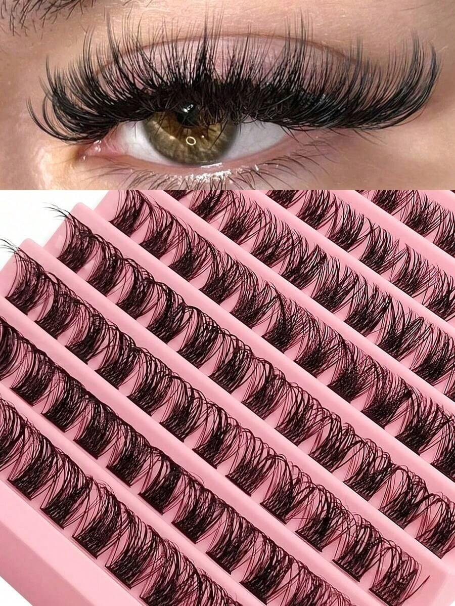 150Pcs D Curl Eyelash Clusters Wispy Voluminous And Lightweight Individual Lashes, Natural Look Lashes Fluffy Cluster Lashes DIY Eyelash Extension Women's Eye Makeup, Beginner Friendly, Reusable Lash Clusters, Eyelash Clusters, Individual Eyelashes, Lashes, Fake Lashes - 黑色 12 - 查看 1