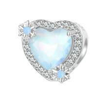 WOSTU 1 mặt dây chuyền hình trái tim bông tuyết thuộc dòng Icy bằng bạc Sterling 925, đính đá Zirconia xanh dương, thích hợp làm vòng tay tự làm cho nữ, quà tặng dự tiệc Giáng sinh. - Bạc - Xem 16
