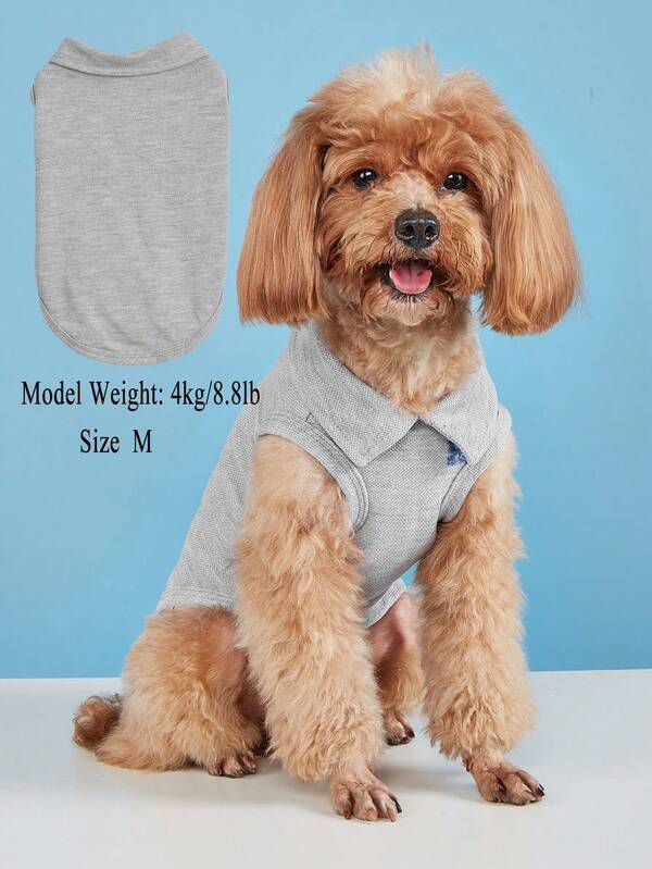 1pc Casual Sleeveless Shirt For Small Puppies, Teddy, Poodle, Minimalist Solid Color, Spring/Summer
