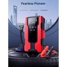 1pc New Grey/Red Outdoor Spark Starter & Power Bank, Emergency Jump Starter & Air Compressor, Portable Car Jump Starter