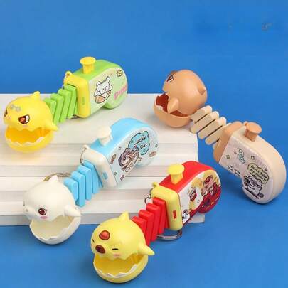 1pc Creative Stress Relief Retractable Shark Key Chain, Press To Extend Spring Mechanical Biting Novelty Pendant, Mini Hair Claw Hanging Ornament, Funny Gag Gift, Happiness Companion