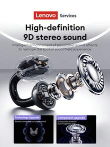 Lenovo LE302 New Bluetooth Earphones, Clip-On Open-Ear Surround Sound Stereo, High-Quality Audio, Low Latency, Music & Gaming, Directional Audio, ENC Noise Cancellation, Clear Calls, Wireless Earphones Compatible With Smartphones & Computers - 米色 - 查看 4