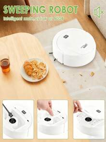 1 Piece Robot Vacuum Cleaner, Can Clean From Hard Floors To Medium-Thick Carpets, Super Suction, Ultra-Thin And Quiet, Built-In Memory Function, Multiple Cleaning Modes, 3 Cleaning Modes. Best For Removing Pet Hair, Food Crumbs, Water On The Floor - A Good Helper For Home Cleaning. - 白色 - 查看 3