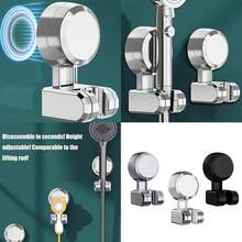 Adjustable Shower Head Holder Suction Cup Type Relocatable Showerhead Bracket Wall Mounted Handheld Sprayer Support - Black - View 2