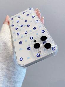 1pc Fashionable Full-Screen Blue Eye & Heart Pattern Transparent TPU Shockproof Phone Case Compatible With IPhone XS/XS Max/XR/11/12/13/14/14 Plus/15/15 Plus/16/16 Plus/7/8 Plus/17/17 Pro And Other Models - Multicolor - View 4