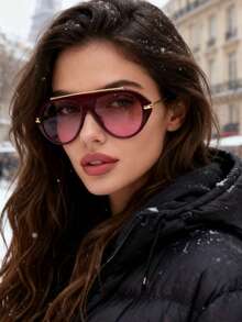 1pc Large Frame Elliptical Metal Legs Women's Fashion Glasses Tortoise Color Women's Glasses Four Seasons Vacation Beach Accessories Daily Leisure Versatile Glasses Clothing Wear Matching Accessories Glasses