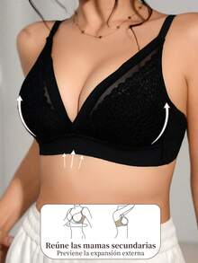 3 piezas COTOLO Conjunto de brassieres para mujer con detalle de encaje entero y diseño cruzado, escote en V, multicolor, estilo sexy, para uso diario - brassieres de mujer, ropa interior de mujer, tops de mujer, corset, brasier push up