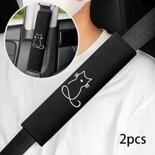 2pcs Car Seat Belt Shoulder Pads, Embroidered Design, Comfortable For Driver And Passenger All Season, Durable Safety Belt Accessories, 2025 New Shoulder Pads, Fit Most Vehicles, Car Interior Accessories - Multicolor - View 3