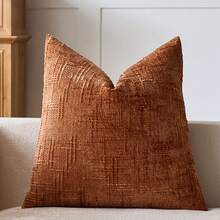 1pc Neutral Chenille Pillow Cover, Soft Textured Decorative Throw Pillow Case, Suitable For Sofa, Bed, Home Decor, 45 X 45 Cm - Orange - View 11