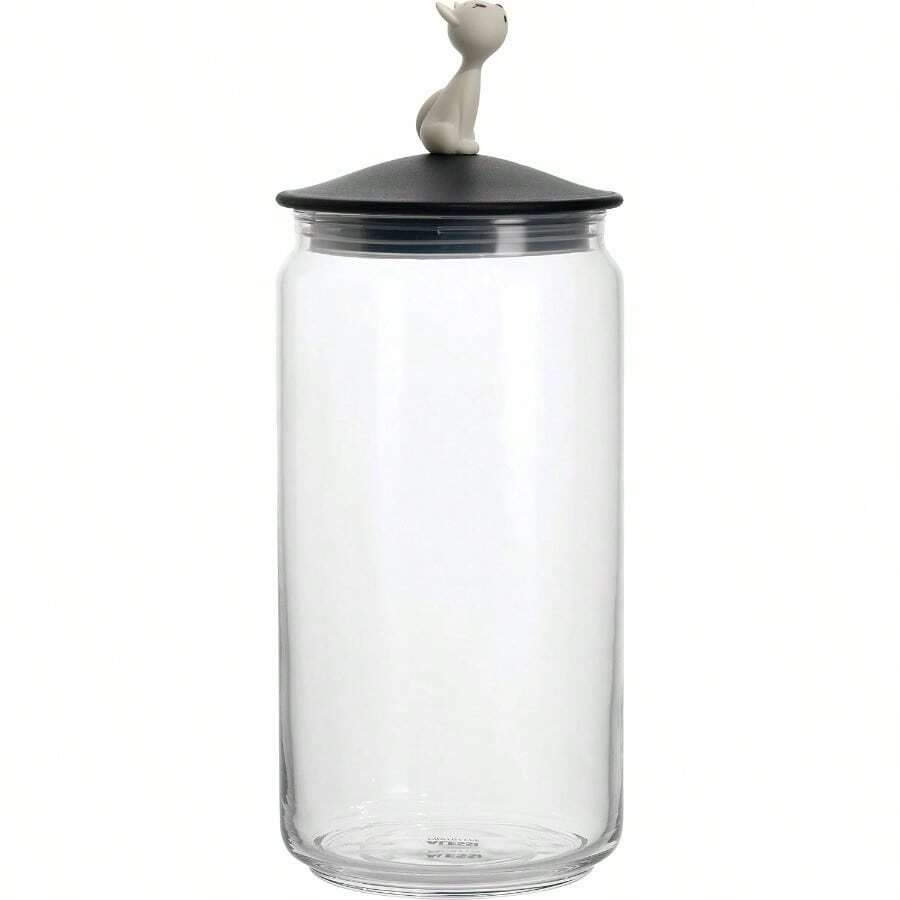Alessi A Di Miòjar Glass Jar For Cat Food With Lid In Thermoplastic Resin Black - Black - View 1