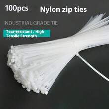 100 قطعة من رباطات الكابلات النايلون ذاتية الإقفال، أربطة تثبيت قوية، رباطات ربط سوداء لتجميع وتنظيم وإدارة الكابلات