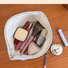 1pc Creative Embroidered Bow Makeup Bag, Large Capacity Cosmetic Organizer Pouch