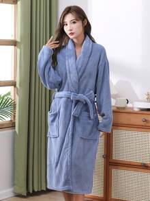 1pc Coral Fleece Bathrobe Multiple Colors Available 3D Pineapple/Plain Style Design Women's Bathrobe With Belt And Pocket, Wearable Towels, Bath Towels, Long Robe, Ladies' Bathrobe Women Towel, Ultra Plush Soft Velvet, Absorbent, Warm, Sleepwear, Unisex Homewear, Loungewear, Suitable For Home, Hotel, Bathroom, Bedroom, Spa, Swimming Pool, Party, All Seasons For Festival Gifts, Halloween's Day