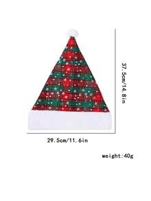 1pc Thickened Christmas Hat, Red Checkered Santa Claus Hat, Christmas Decoration Plush Snowflake Christmas Hat, Suitable For Christmas Parties, Party Decorations, Stage Decorations, Photo Props, And Other Christmas Scenes. - Multicolor - View 9