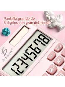 ELE-GATE Solar Calculator – Solar Powered For  And Convenient Use - Pink - View 3