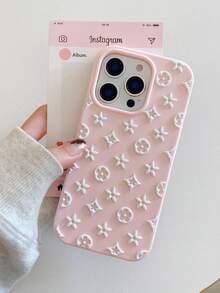 New Fashionable Personalized Silicone Star & Flower Design Protective Phone Case Compatible With Iphone 16/17 Pro/Pro Max, Creative And Anti-Drop - Pink - View 1