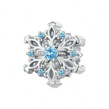 WOSTU 1 mặt dây chuyền hình trái tim bông tuyết thuộc dòng Icy bằng bạc Sterling 925, đính đá Zirconia xanh dương, thích hợp làm vòng tay tự làm cho nữ, quà tặng dự tiệc Giáng sinh. - Bạc - Xem 14