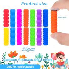 Sensory Textured Silicone Fidget, 14PCS Four Sizes Pencil Grips Handwriting,Classroom School Education Tool For Stress Anxiety ADHD & Autism ,Stuffers Gifts - Multicolor - View 4