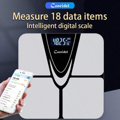 conridel 1pc Smart Digital Body Weight Scale For BMI Measurement, Digital Bathroom Scale For Body Fat, Supports 18 Data Metrics, 400lb/180kg Capacity