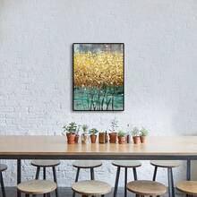 Modern Creative Canvas Abstract Golden Leaf Art Poster, Single Piece Wall Art, Waterproof & Odorless, Birthday Gift, Decor For Bedroom, Office, Living Room, Dorm