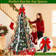 6 FT Prelit Christmas Tree With 200 Warm & Multicolor Lights Modes & Timer Fully Decorated 103 Ornaments, Collapsible Pull Christmas Tree With Lights For Indoor Home Party DecorHalloween Christmas New Year