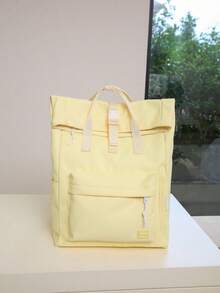 1 pieza Mochila funcional de unicolor para mujer, adecuada para ir al trabajo y viajar