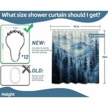 Mountain Shower Curtain Forest Nature Shower Curtains For Bathroom, Rustic Woodland Pine Tree Landscape Bathtub Curtain Men Bath Decor, Waterproof Fabric With Hooks (Blue,70''W X 78''L){"Color_name":"Blue","Size_name":"70\"Wx78\"L(Packof1)"} - 多色16 - 查看 6
