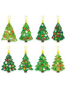 72pcs Christmas Tree Decoration Gift Set, 24 Sets (Includes 24 Cards, 24 Golden Ribbons, And 24 Stickers), Christmas Gift, Party Favors, Team Rewards, Anniversary Giveaways, Christmas Tree Accessories Decoration Set - Multicolor - View 4