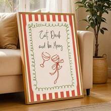 1pc Scandinavian Christmas Quotes Wall Paintings, Printable Decorative Paintings On The Theme Of Eating, Drinking And Having Fun, Illustrations Of Holiday Wine Glasses, Nordic Winter Festival Art Works Such As Canvas Wall Art, Funky Girl Art, Inspirational Quote Art, Home Decor And Canvas Hanging. - Multicolor - View 7