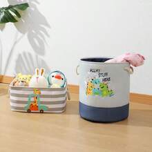 Große Cartoon Aufbewahrungskorb Boho Große Kapazität Cartoon Spielzeug Aufbewahrungskorb mit Deckel | Löwen- & Dinosaurier-Design, Stofforganizer für Spielzeug, Windeln und Wäsche, Regalkorb