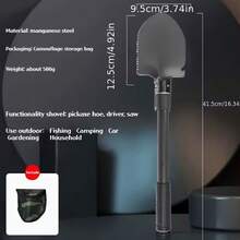 1pc Ultra-Light Tactical Folding Shovel - Survival Shovel With Saw, Pickaxe And Camouflage Pouch, Stainless Steel, Suitable For Camping, Hiking And Outdoor Adventure, Multi-Functional Tool, Sturdy Construction