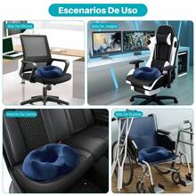 Cojí de Asiento para Oficina en Azul Marino - Espuma Memoria para Hemorroides, Coxis y Cí - Diseño Ergonómico y Transpirable - Azul Marino - Ver 7