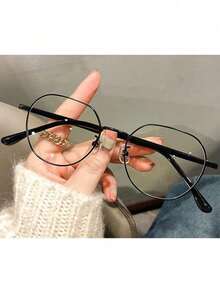 1/2pcs Round Face Flattering Computer/Tablet Monitor Glasses, Solid Color Frame, Suitable For Computer Reading, Gaming, TV, Smartphone, Eyeglasses, Women Accessories - Multicolor - View 3