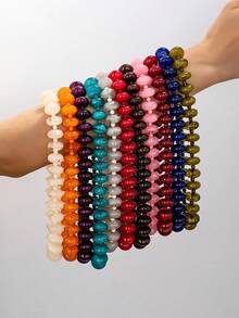 1 pieza Collar de cuentas con efecto de nube de resina geométrica redonda de estilo bohemio con broche de metal, joyería hecha a mano para uso festivo o diario - Collar de cuentas - Ver 11