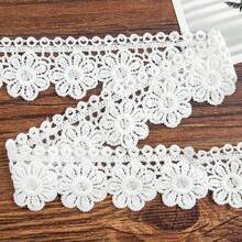 Viền ren hoa cúc thêu tinh xảo rộng 1,38 inch, thích hợp để may vá và làm đồ thủ công, băng đô tự làm, nơ, phụ kiện may váy cưới, có sẵn 10/5/3 yard - trắng - Xem 8