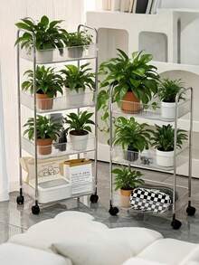3/4 Layer Large Size Rolling Acrylic Storage Cart With Wheels, Makeup Storage Trolley For Bathroom, Kitchen And Living Room, Transparent Design For Easy Viewing, Portable Makeup Trolley, Modern Organizer, Multi-Layer Trolley, Multifunctional Storage For Bathroom And Living Room, Portable Storage Trolley For Makeup Table With Three Alloy Frames, 360° Rotation Design, Ideal Gift - Multicolor - View 4