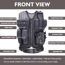 Airsoft Vest Adult Adjustable SXXXXL Tactical Vest For Men Lightweight Breathable 600D Nylon Youth Combat Vest For Paintball Training Black