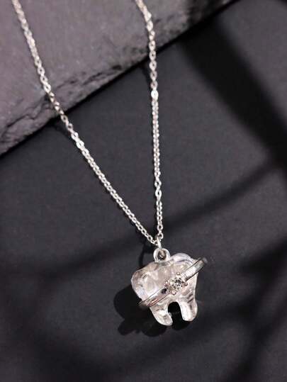 1 colar com design exclusivo de dentes transparentes, estilo punk moderno, adequado para uso diário, festivais e festas