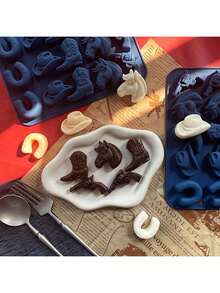 Cowboy Chocolate Molds,Cowboy Hat Boot Horse Saddle Shape Silicone Candy Molds Western Themed Party Baking Moulds Jello Ice Cube Candle Mold For Cupcake Cakesicle Decorations