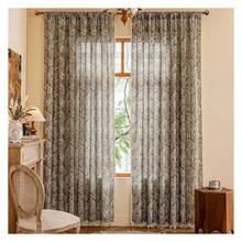 Floral Curtains 96 Inch Brown Boho Curtains 2 Panels Semi Sheer Botanical Window Drapes For Living Room Bedroom Tassel Rod Pocket - Multicolor 193 - View 1