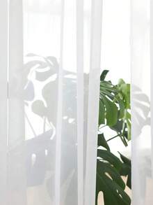 2 件现代白色薄纱窗帘，透明半透明杆袋设计，适用于卧室、客厅、厨房、浴室、家居装饰 - 白色 - 查看 4