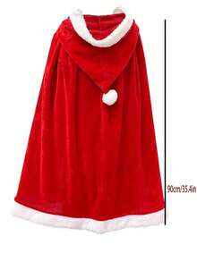 1pc Festive 150CM90CM Red Hooded Cape,Christmas Outfit Women,Red Dress - Multicolor - View 6