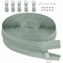 19 Cuộn / 6 Cuộn Màu #5/#3 Dây kéo cuộn nylon theo mét Dài 4 mét trong cuộn nylon liên tục có thanh trượt dây kéo và chốt khóa kéo để may đồ bọc - Dòng màu xám - Xem 5