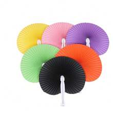 1pc Chinese Style Solid Color Folding Paper Fan, Decorative Hand-Held Folding Fan Suitable For Spring/Summer, Costume, Party, Dance Performance, Photography Props, Portable Round Fan For Women, Hanfu Cheongsam Classical Round Fan, Women Fan, Wedding Round Fan