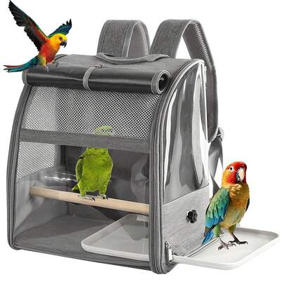 Portable Parrot Travel Backpack With Perch – Breathable Mesh Dome Carrier For Small Birds & Pets, Lightweight Foldable Pet Transport Bag For Airplane And Outdoor UseAN251901001